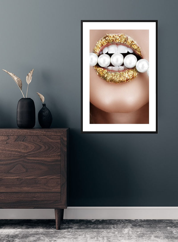 Golden lips poster