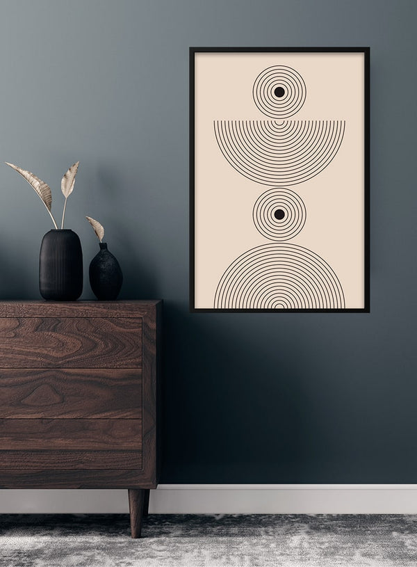 halvcirkel kunst poster til stuen