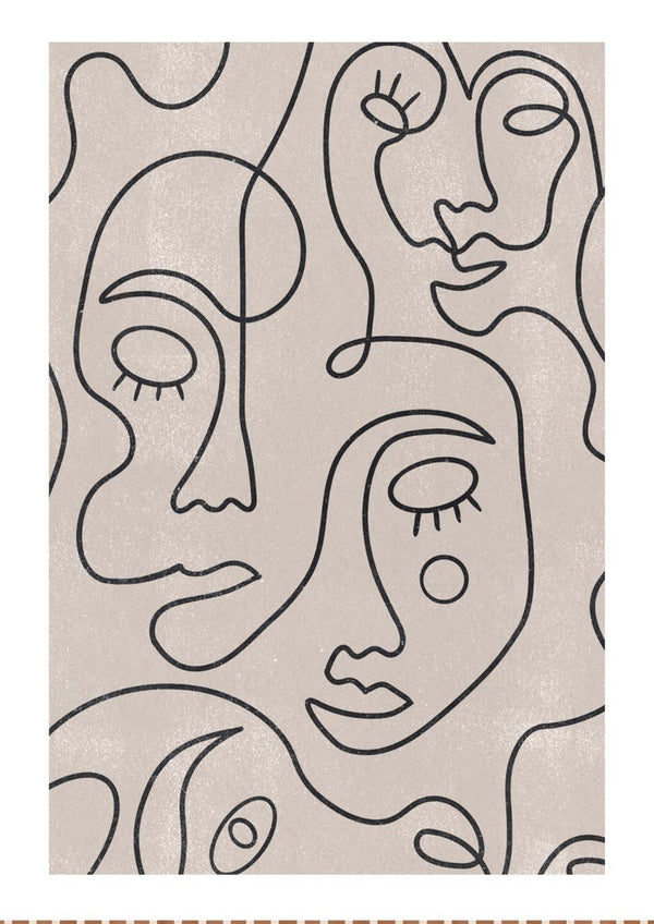 line art faces kunstposter