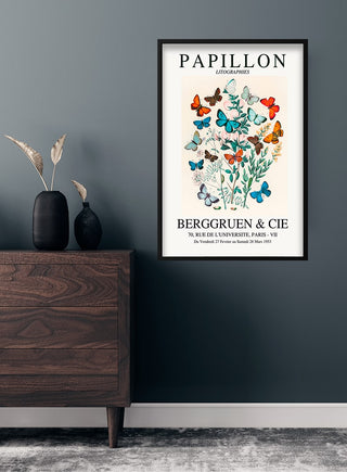 Buntes Papillon-Ausstellungsplakat.