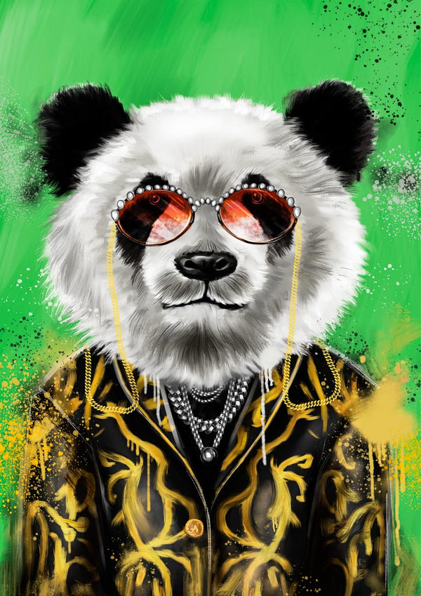 Panda mit goldener Jacke Poster