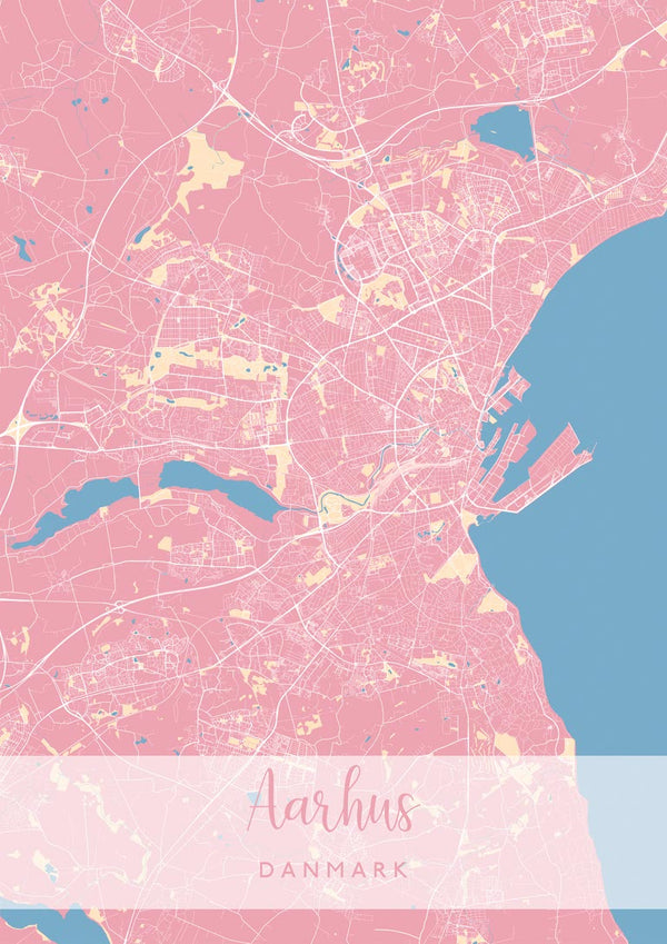 Arhus By Poster Lyserød