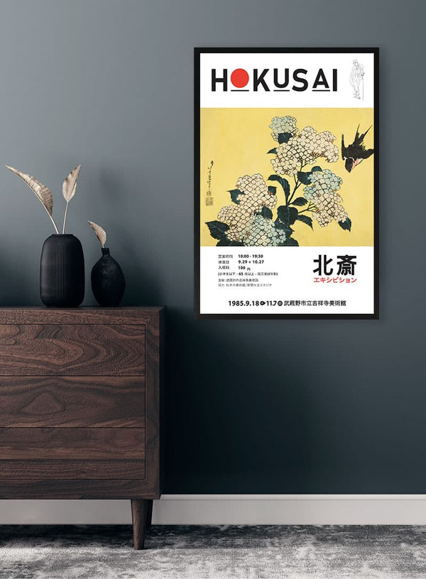 Katsushika Hokusai -Hydrangea and Swallow