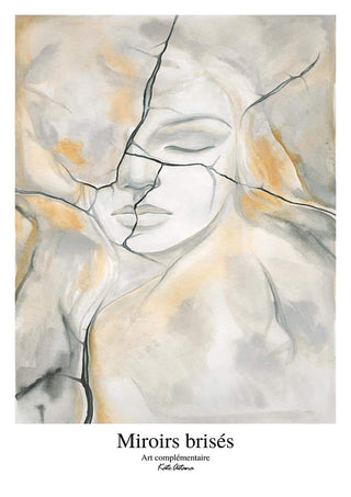 Abstract art of a woman's face fragmented like broken glass, cover for Broken Mirrors by Kate Aitana.