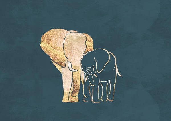 Gold Elephant mum baby - Sarah Manovski