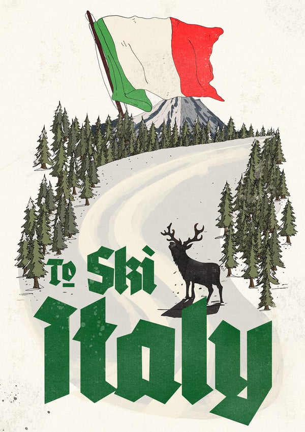 To Ski Italy Vintage Postcard