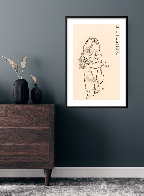 Seated Nude Girl Clasping Her Left Knee (1918) by Egon Schiele