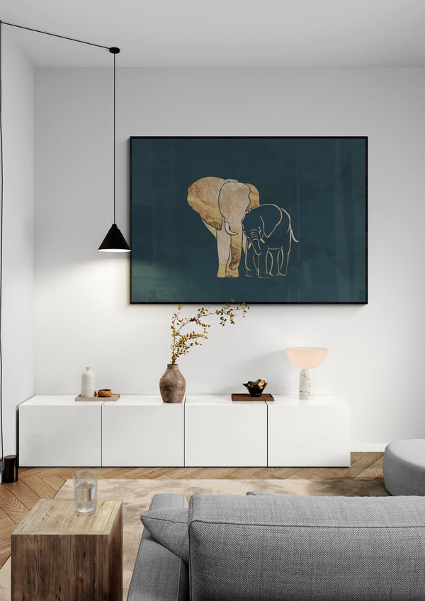 Gold Elephant mum baby - Sarah Manovski