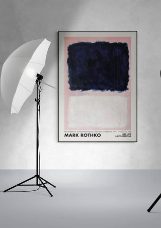 Framed Rothko Retroperspective 1903 print displayed on a minimalist wall with studio lights.