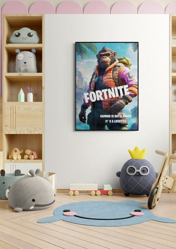 Fortnite Monkey Gamer Plakat