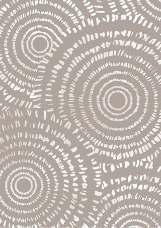 Abstract art poster with brown circular patterns, perfect for adding style to a living room.