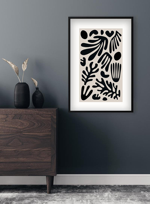 Black corals on grey poster