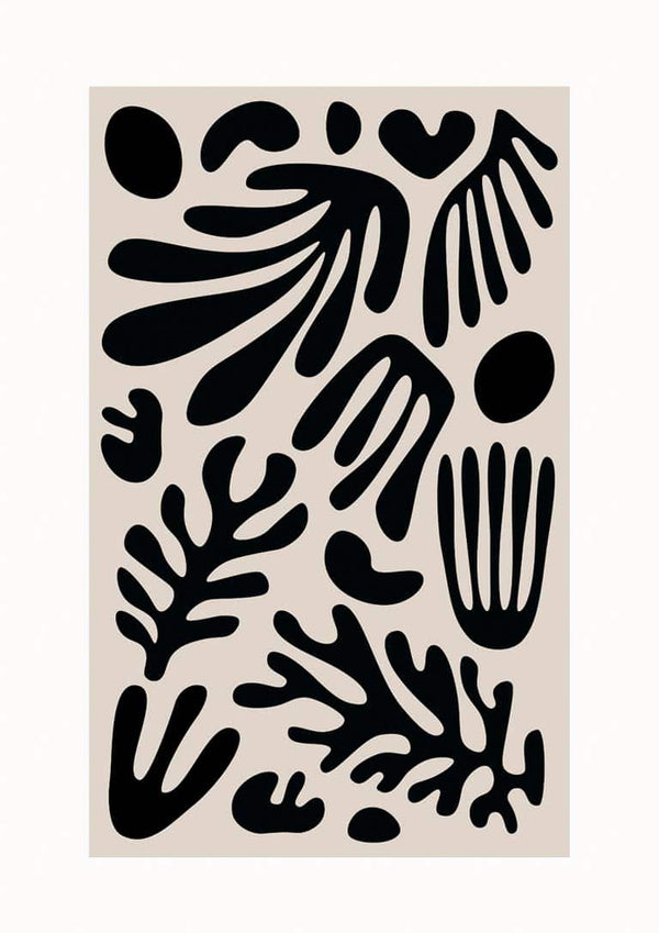 Black corals on grey poster