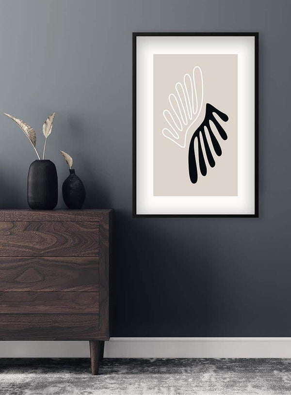 Black & white coral poster til stuen