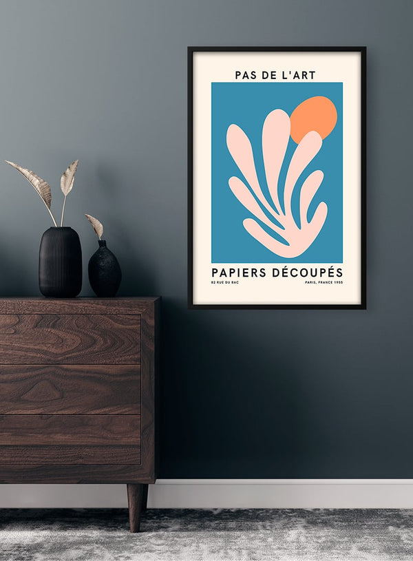French Art Inspired Pink on Blue Poster