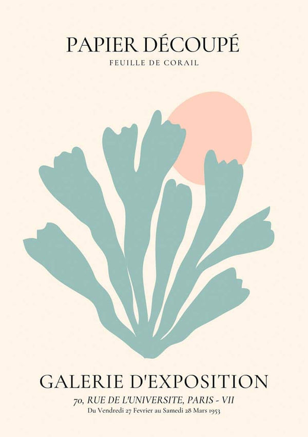 Pastel Blue Coral Decoupe Poster