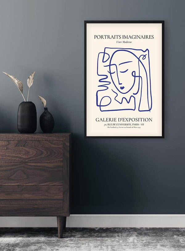 Portraits Imaginaires Blue Poster