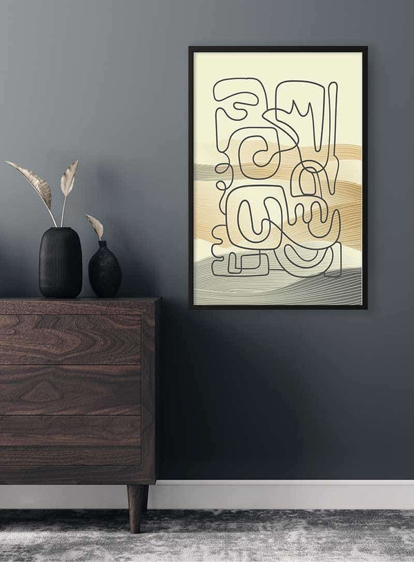 Brown Waves and Black Lines Poster
