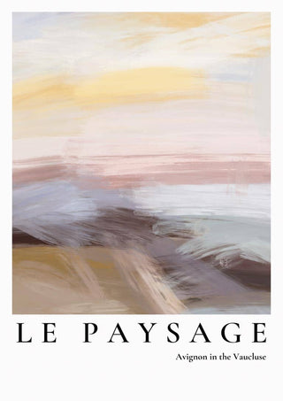 Abstract landscape painting in soft pastel colors, representing Avignon in the Vaucluse.
