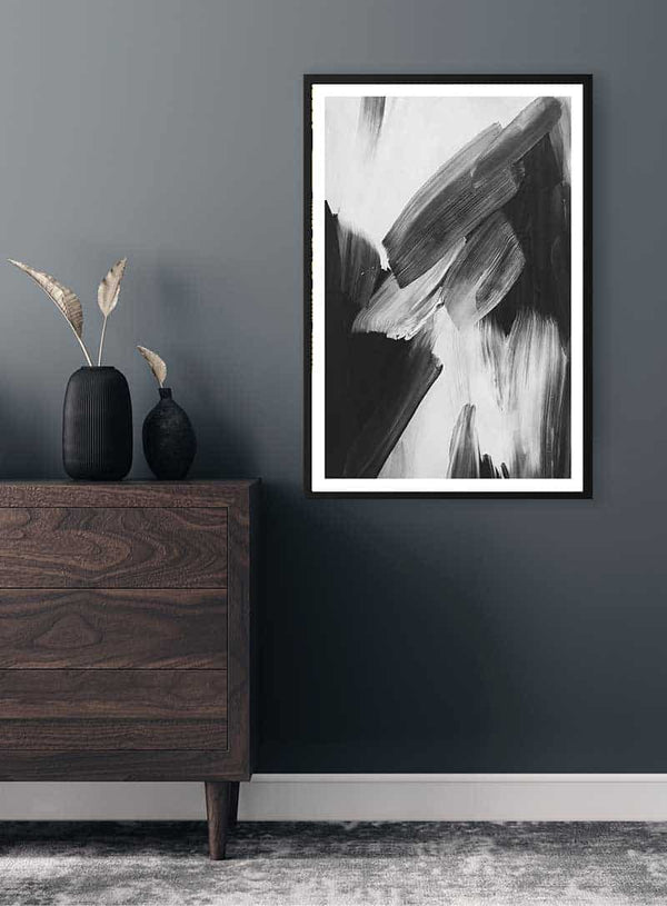Abstract Strokes Black Poster