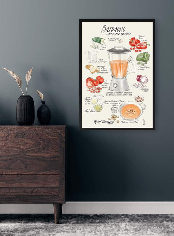 Gazpacho illustrated recipe in Spanish