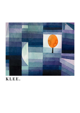 Abstract geometric painting with a single orange tree, from "The Harbinger of Autumn" by Paul Klee.
