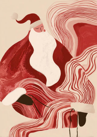 Artistic Santa with flowing, wavy beard in red and white, showcased for Santa's Beard product page.