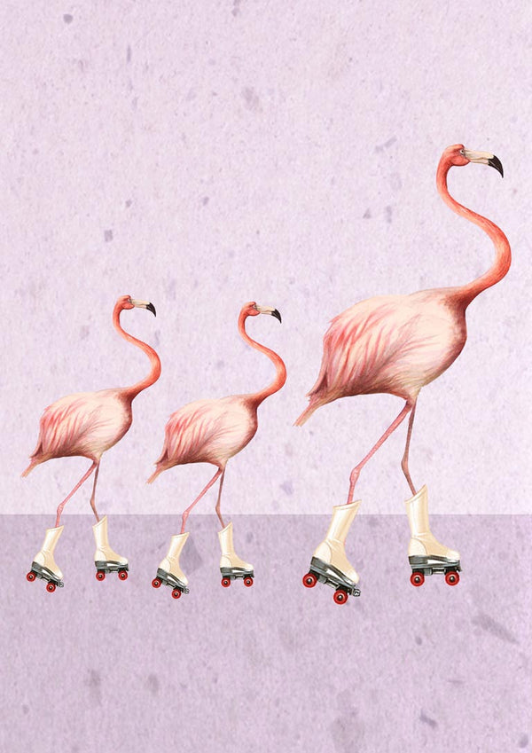 flamingos rollerskate familly - Coco de Paris