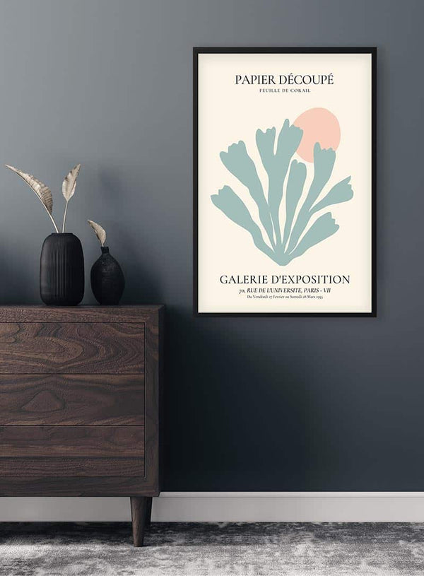 Pastel Blue Coral Decoupe Poster