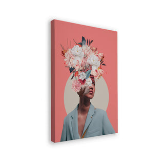 Canvas print of Searching for Sunrise by Frank Moth featuring a portrait with flowers blooming from the head.
