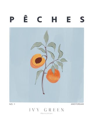 Illustration of two peaches on a branch, featured on the Peaches - Ivy Green product page.