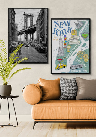 Stylish living room with a tan sofa and "Oblivious - Robert Bolton" artwork displayed on the wall.